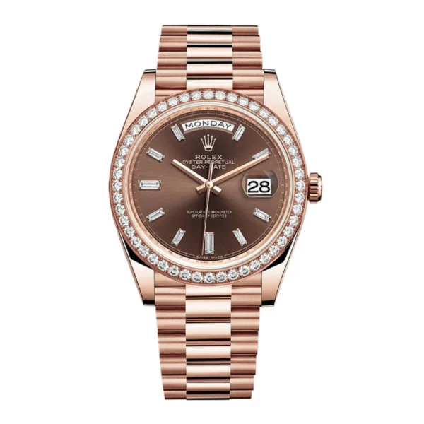Rolex Day-Date 228345RBR Chocolate Dial Diamond Bezel Replica